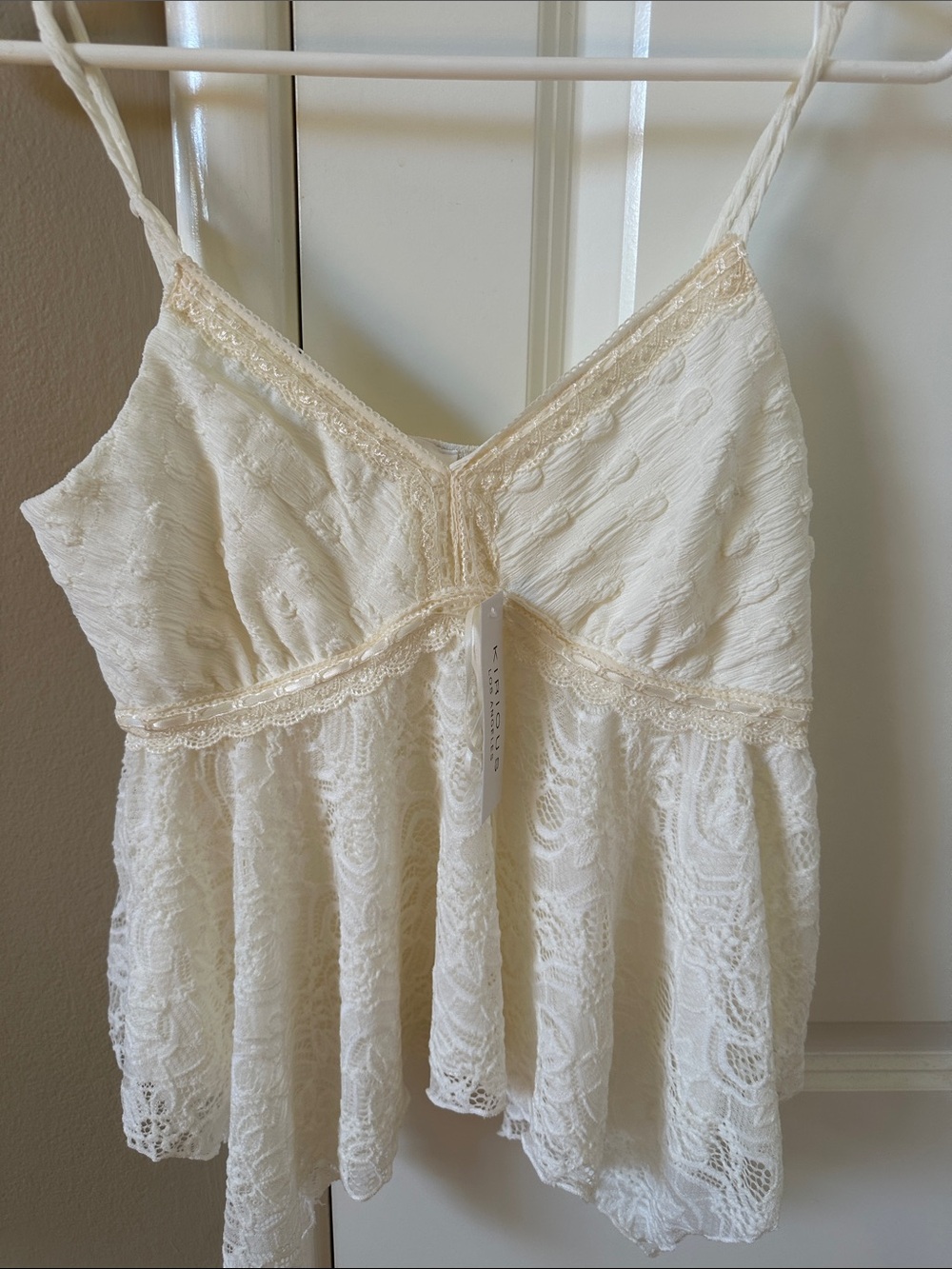 iris Cream Lace Babydoll Chemise with Delicate Trim